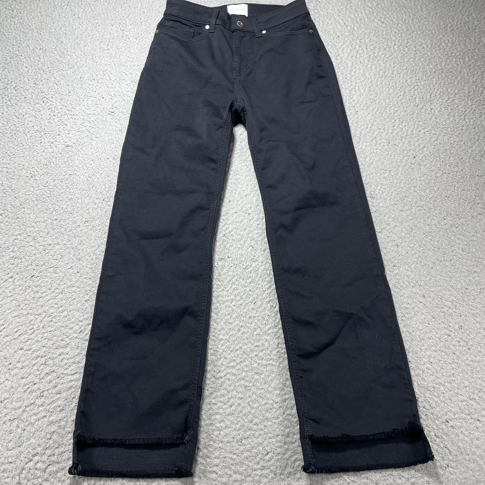 7 Diamonds Generation Kick Flare Pant Women Size 26 Black Raw Hem Black Straight